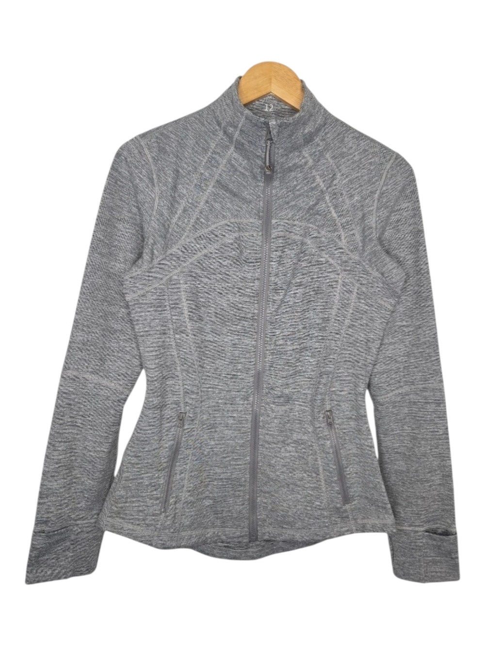 Queenieke Womens Gray Athletic Active Athleisure Full Zip Define Jacket Size 12